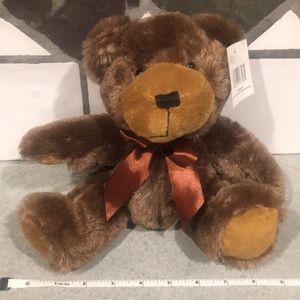 ❤️NWT Brown Teddy Bear neck bow tie ribbon new